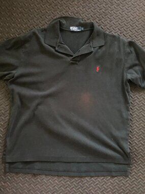 VINTAGE MENS BLACK POLO RALPH LAUREN SHORT SLEEVE POLO SHIRT L PREPPY 90s